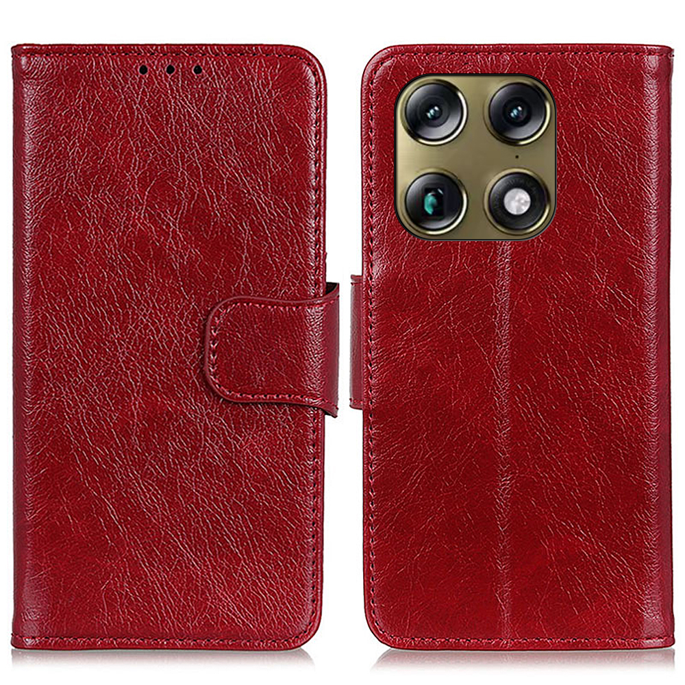 For Motorola Moto X70 Air Pro 5G  /  Signature 5G Case Nappa Texture Split Leather Wallet Phone Cover - Red