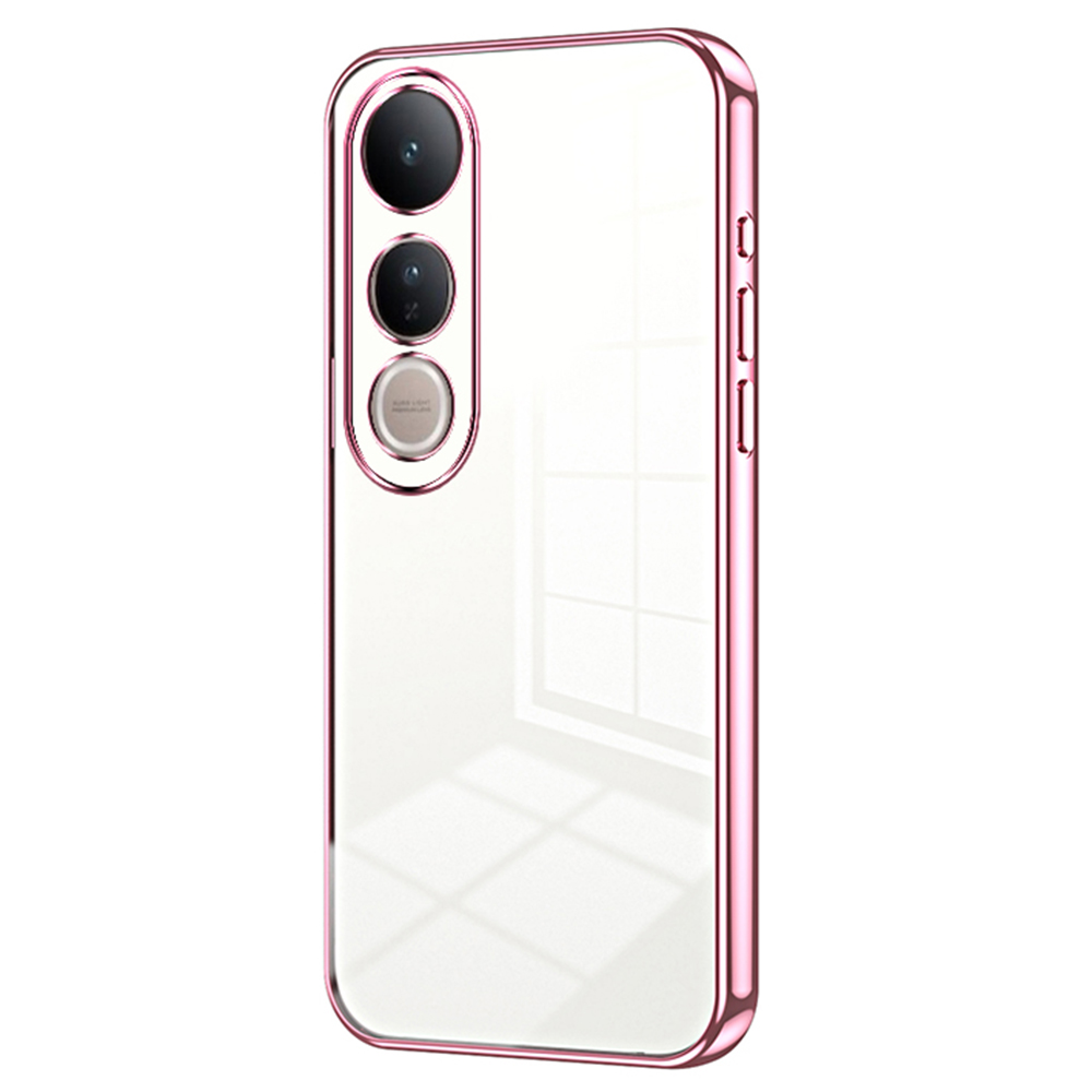 For vivo V50 Lite 5G Case Electroplating Frame Soft TPU Phone Cover - Pink