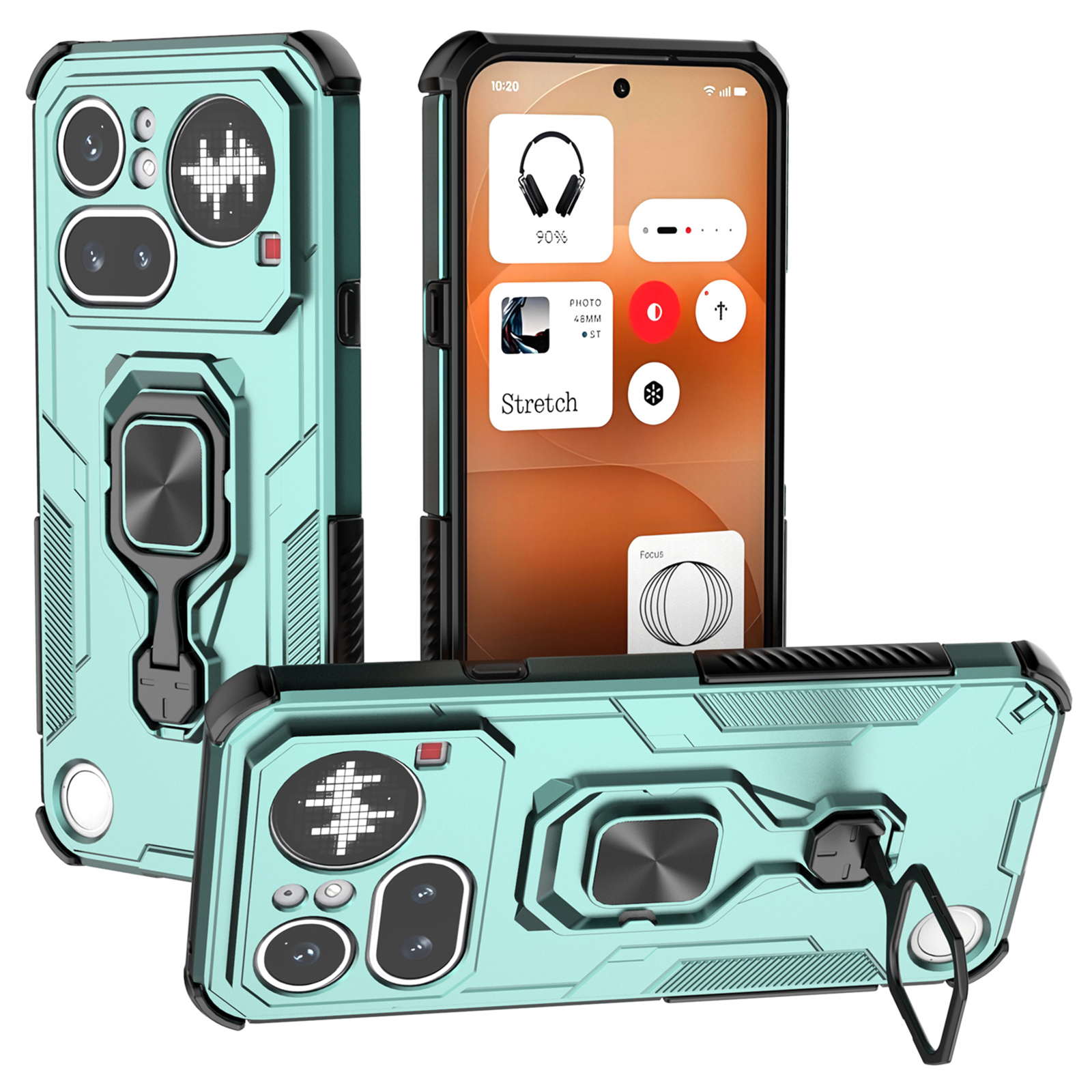 For Nothing Phone (4a) Pro Case Rotatable Ring Kickstand PC + TPU Shockproof Phone Cover - Green