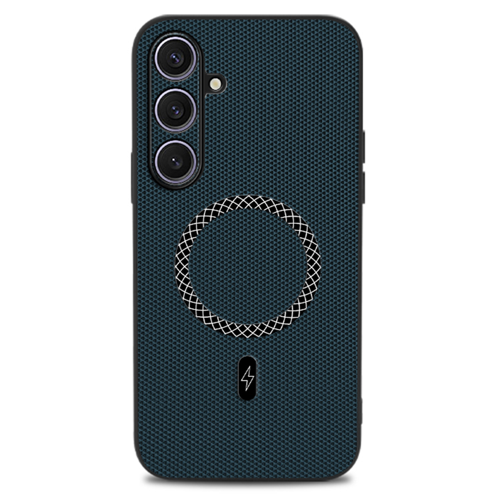 For Samsung Galaxy S25 Case Triangle Texture PU Leather Shockproof Ultra Thin Cover - Blue