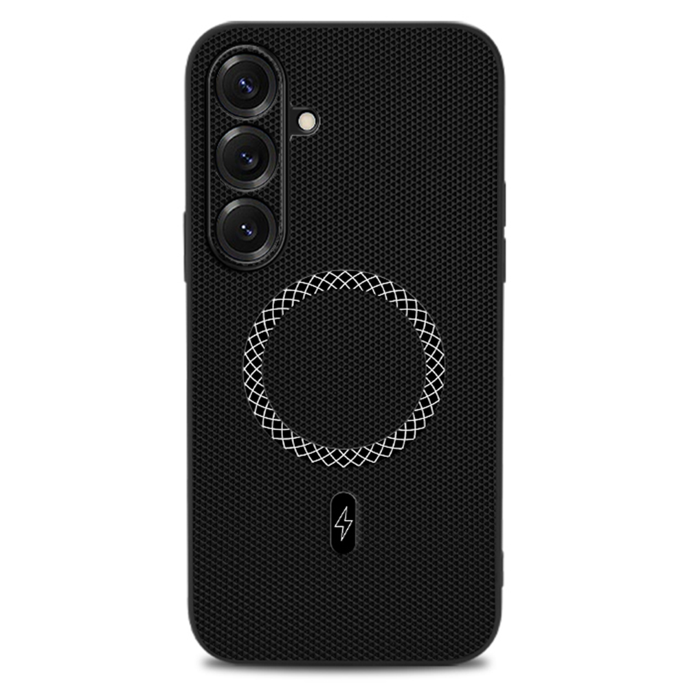 For Samsung Galaxy S26+ Case Triangle Texture PU Leather Shockproof Ultra Thin Cover - Black