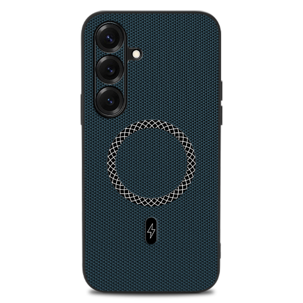 For Samsung Galaxy S25 FE Case Triangle Texture PU Leather Shockproof Ultra Thin Cover - Blue