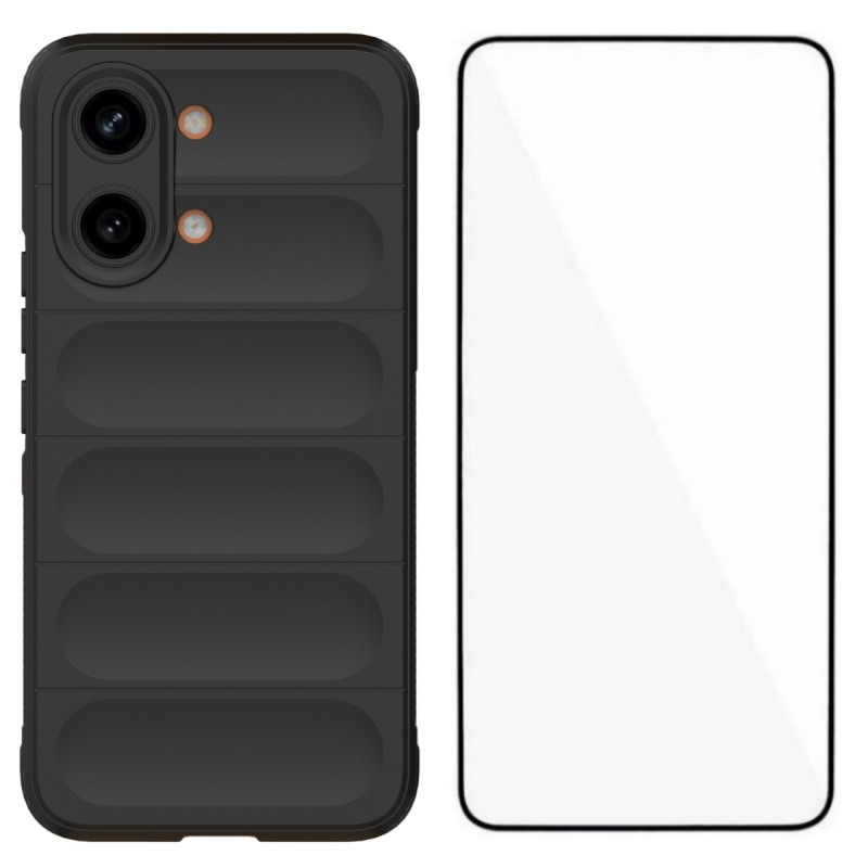 WANLONFENG For Xiaomi Poco X8 Pro Max 5G / Xiaomi Redmi Turbo 5 Max 5G TPU Case HD Series Anti Slip Phone Cover with Tempered Glass - Black