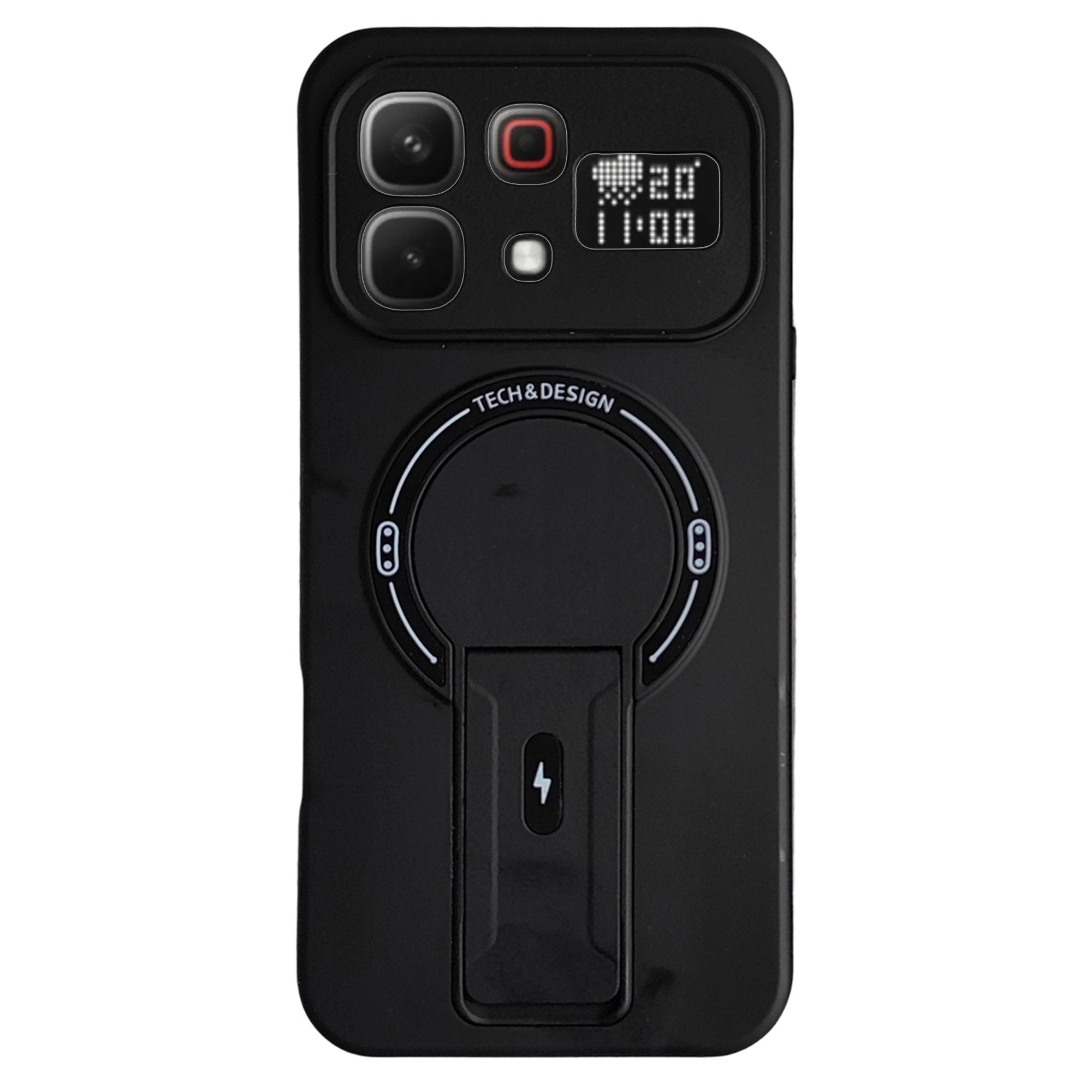 Case For Infinix Note 60 5G  /  60 Pro 5G Skin Touch Kickstand PC + TPU Phone Cover Support Magnetic Car Mount - Black
