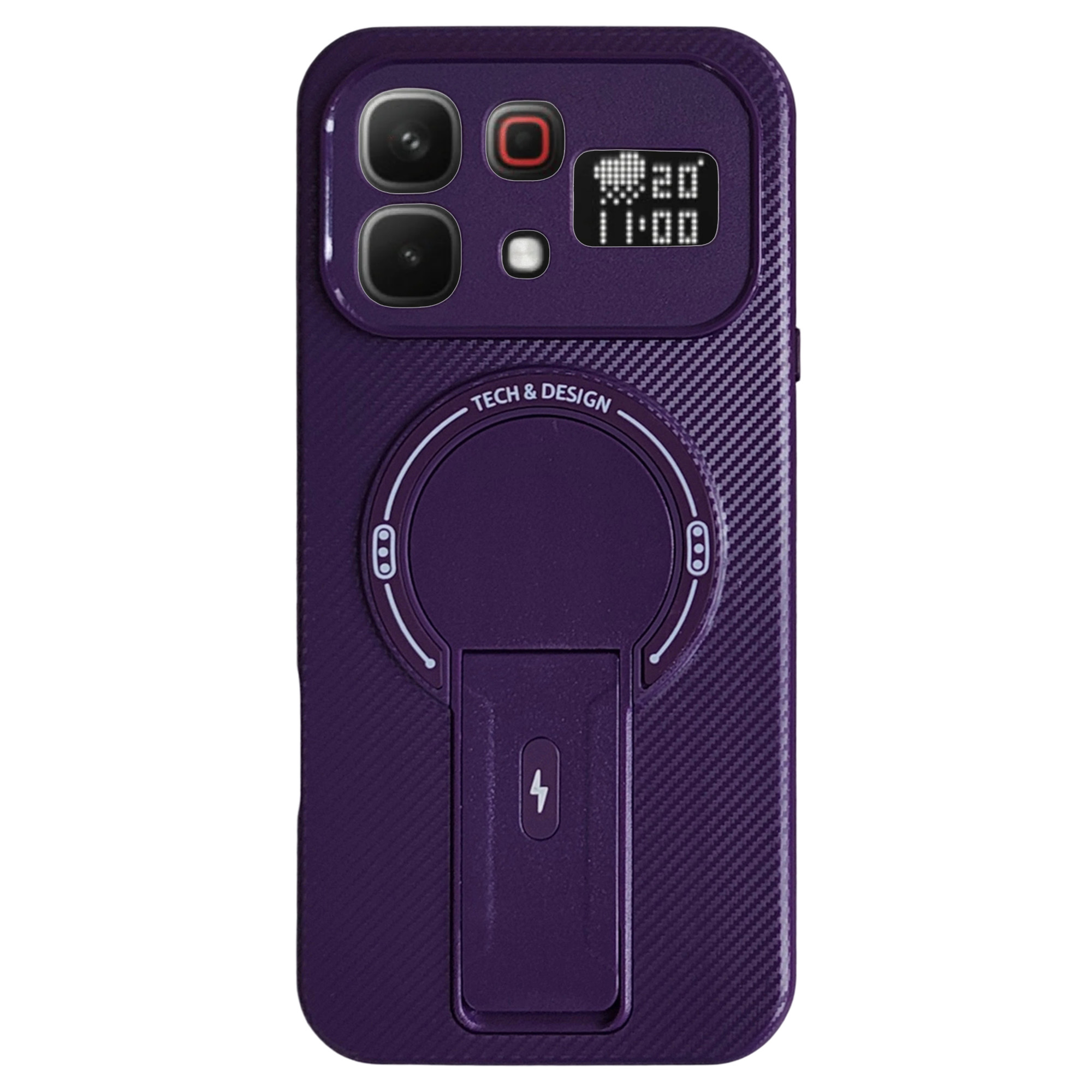 Phone Case For Infinix Note 60 Pro 5G  /  60 5G Carbon Fiber Texture PC + TPU Phone Cover with Kickstand - Purple