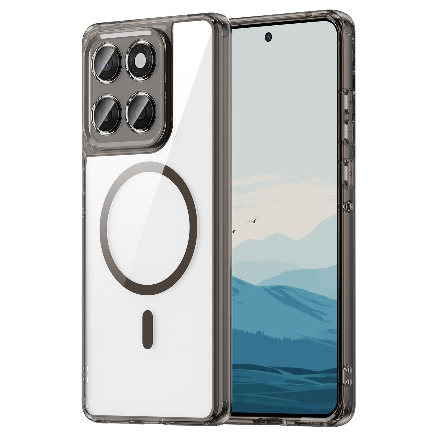 For Motorola Edge 60 5G  /  Edge 60 Fusion 5G Case Compatible with MagSafe Clear PC + TPU Shockproof Phone Back Cover - Transparent Black