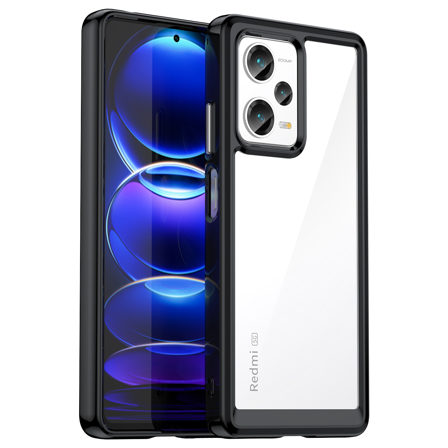 

Für Xiaomi Redmi Note 12 Pro+ 5G Telefonhülle, Drop-sof-tpu-stoßstange+ Acryl-rückenschutzschutzabdeckung - Schwarz, Xiaomi Redmi Note 12 Pro+ 5G