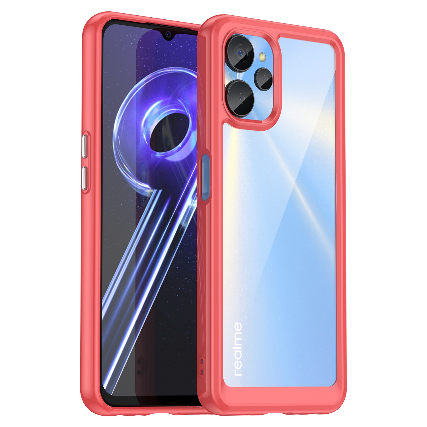 

Für Realme 9i 5g / 10 5G Telefonkoffer, Schockabsorbierende Tpu-stoßstange+acryl-rückenschutzabdeckung - Rot, Realme 9i 5G