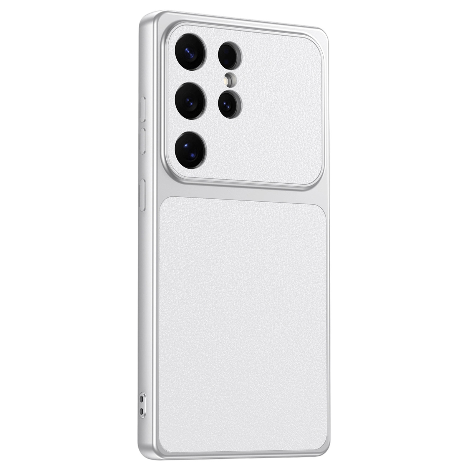 For Samsung Galaxy S26 Ultra Phone Case Lambskin Texture PC TPU PU Leather Shockproof Protective Cover - White