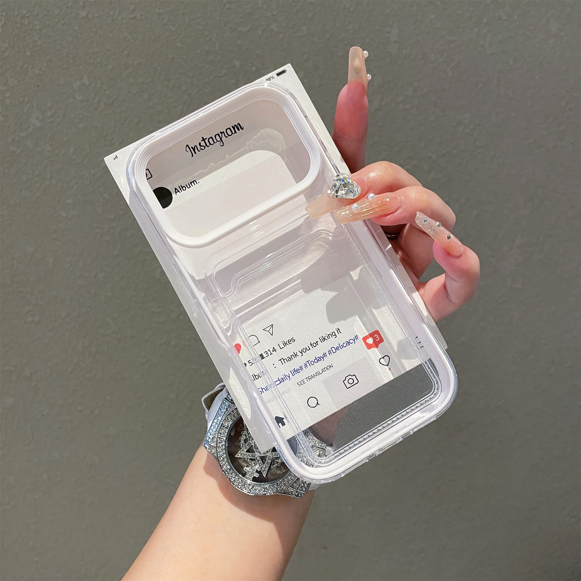 For iPhone 17 Pro Max Clear Case with Transparent Card Holder Shockproof PC TPU Protective Cover - White