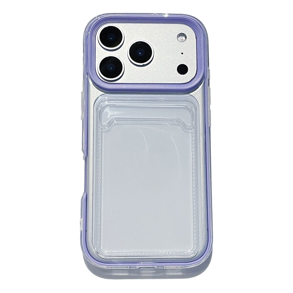 For iPhone 17 Pro Clear Case with Transparent Card Holder Shockproof PC TPU Protective Cover - Purple