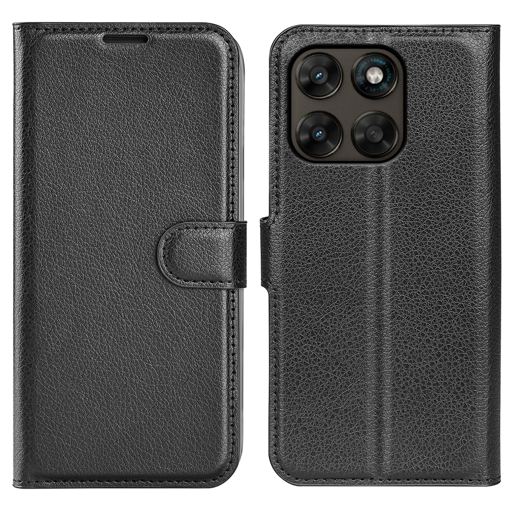 For Motorola Moto G67 5G / Motorola Moto G77 5G Case Litchi Texture Shockproof Leather Wallet Phone Cover - Black