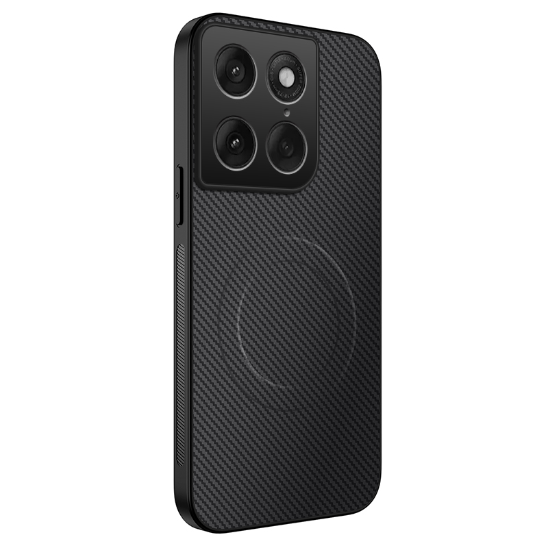 WANLONFENG For Motorola Moto X70 Air Pro 5G / Motorola Signature 5G TQ Series Magnetic Case Carbon Fiber Texture PC TPU Phone Cover - Black