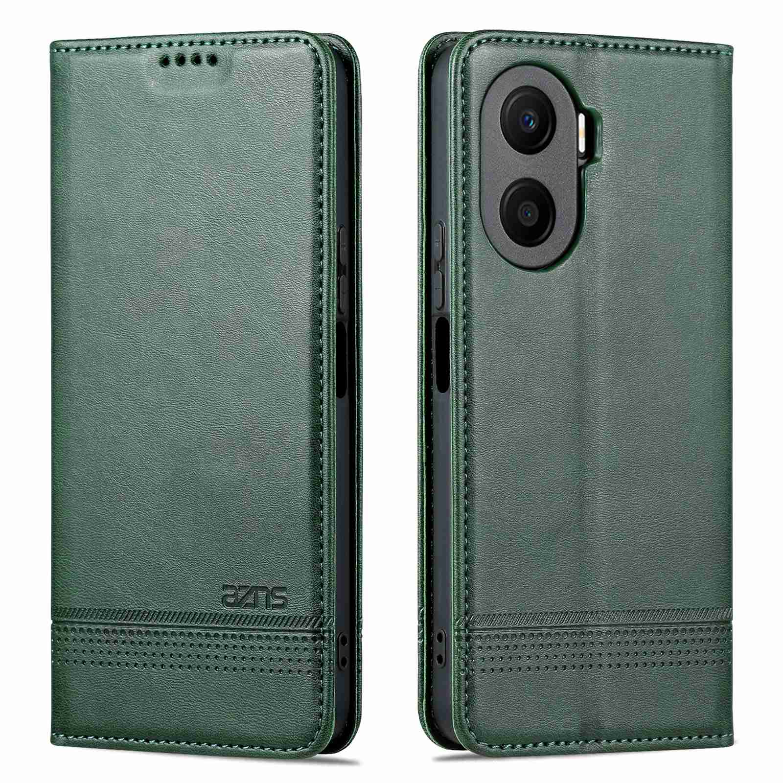 

AZNS PU Leder -telefonhülle Oder Ehrenspiel 40 Plus 5G Cowide Textur Schutzschutzmagnetverschluss Folio Flip Wallet Stand Hülle - Grün, Honor Play 40 Plus 5G