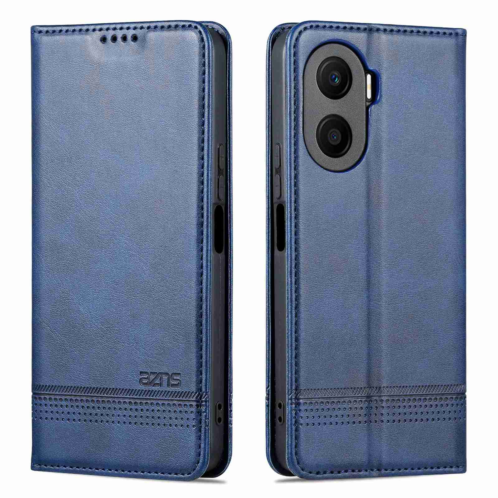 

AZNS PU Leder -telefonhülle Oder Ehrenspiel 40 Plus 5G Cowide Textur Schutzschutzmagnetverschluss Folio Flip Wallet Stand Hülle - Blau, Honor Play 40 Plus 5G