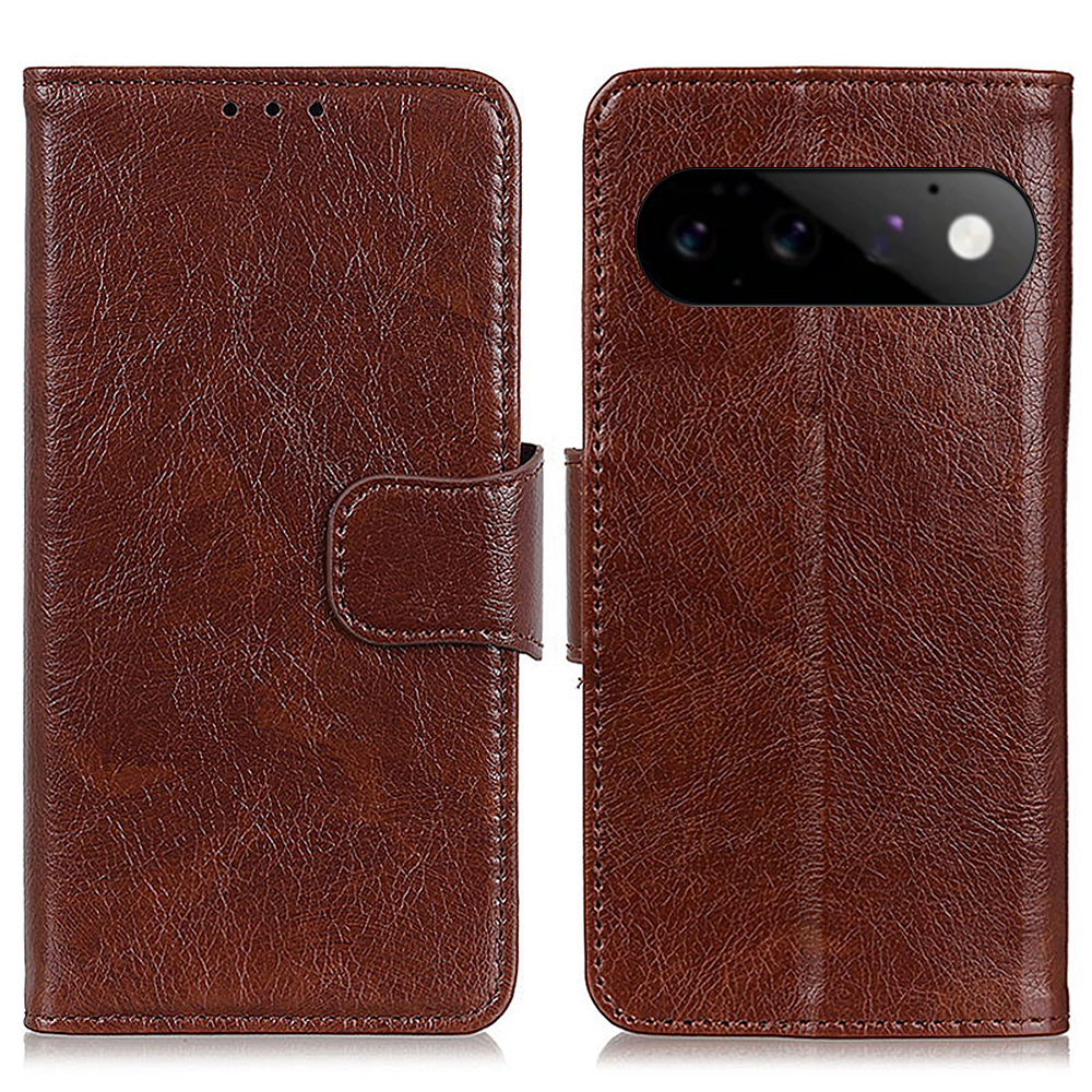 For Google Pixel 11  /  Pixel 11 Pro Case Nappa Texture Split Leather Wallet Phone Cover - Brown