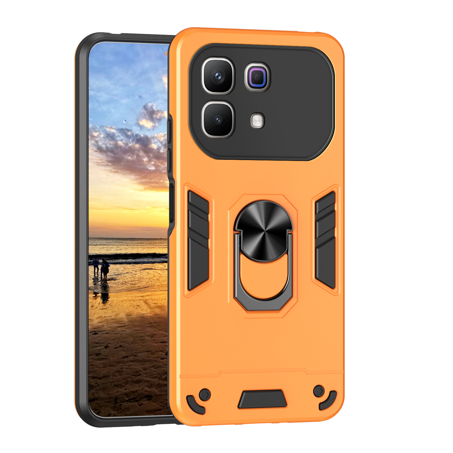 Case For Infinix Note 60 Pro 5G  /  Note 60 5G PC + TPU Drop Defend Phone Cover with Ring Kickstand - Orange
