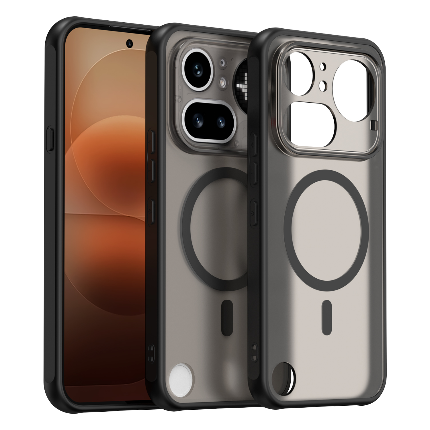 For Nothing Phone (4a) Pro Magnetic Case Anti Drop PC + TPU Phone Cover - Black