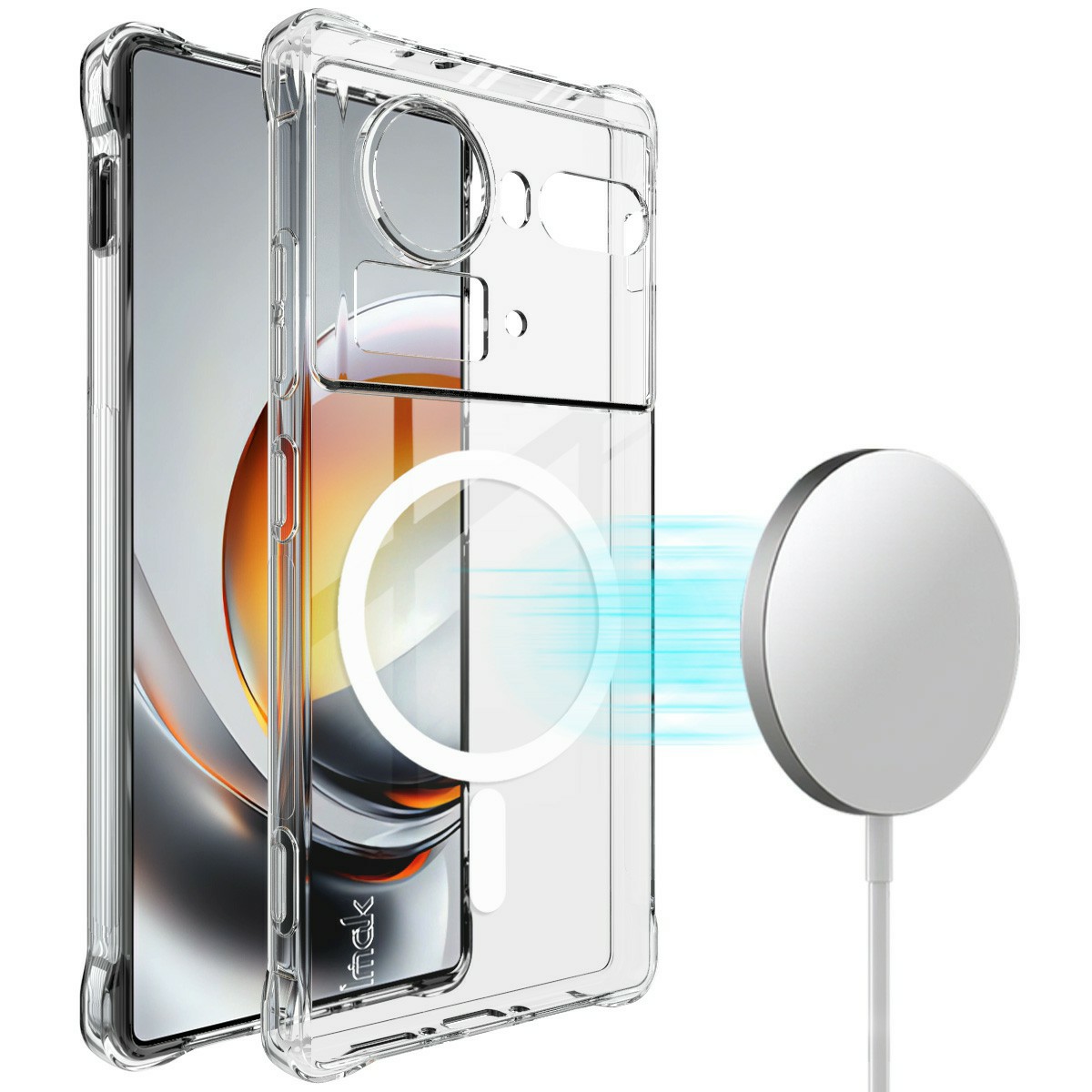 IMAK for ZTE nubia Z80 Ultra 5G Magnetic Case Airbag Shockproof Protection TPU Phone Cover - Transparent