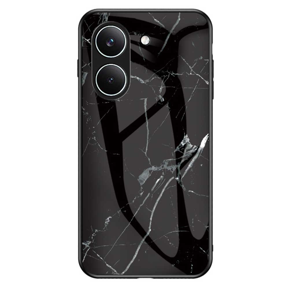 Phone Case For Xiaomi Poco X8 Pro 5G  /  Redmi Turbo 5 5G Marble Pattern Tempered Glass + PC + TPU Protective Phone Cover - Black Marble