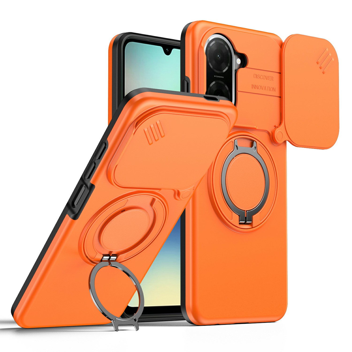 Magnetic Case for Xiaomi Poco C71 4G / Redmi A5 4G (Global) (171.8mm) / Redmi A5 4G (171.7mm) Ring Kickstand Slide Camera Cover TPU PC Hybrid Phone Sh