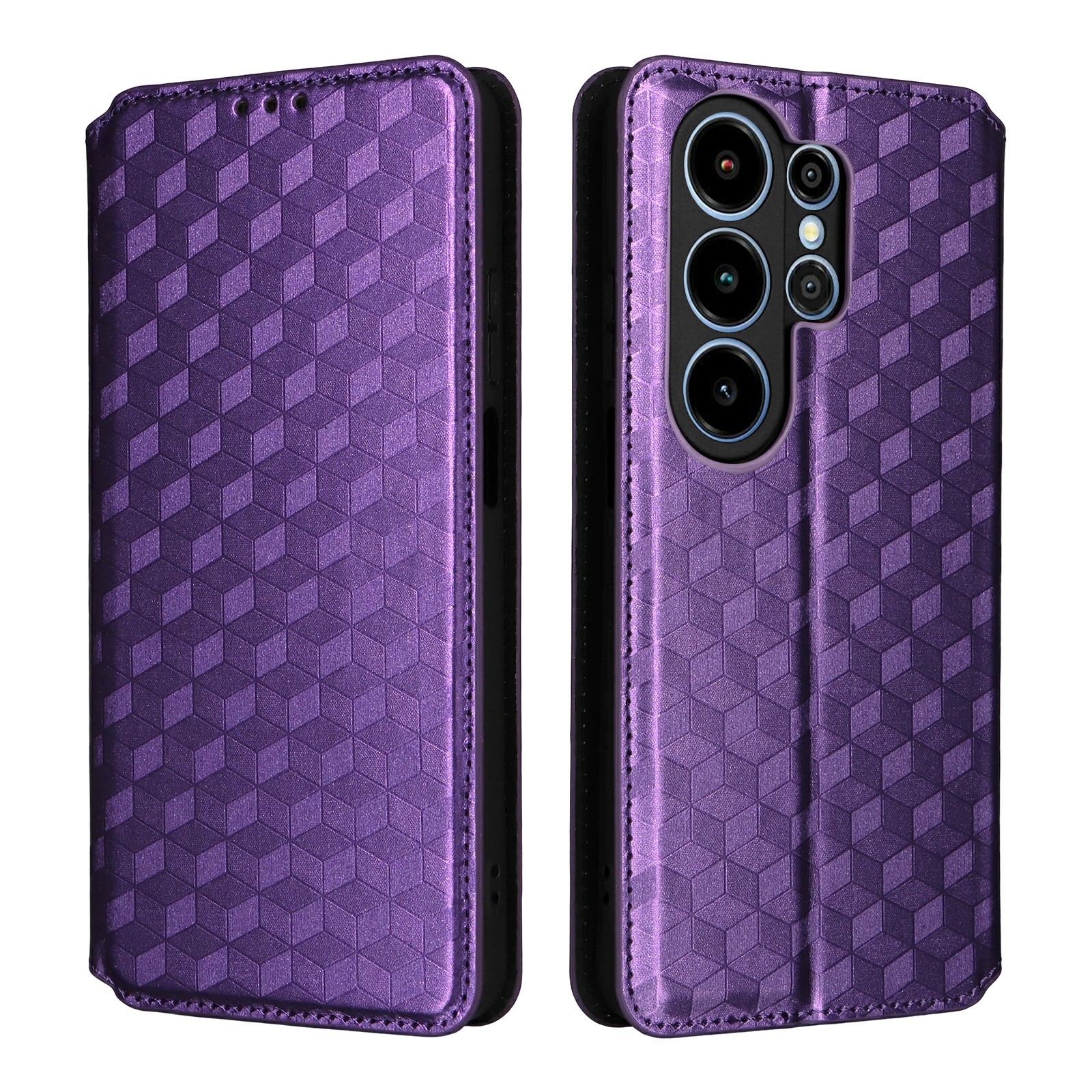 For Blackview Wave 10 Case Wallet Rhombus Imprinted PU Leather Phone Cover - Purple