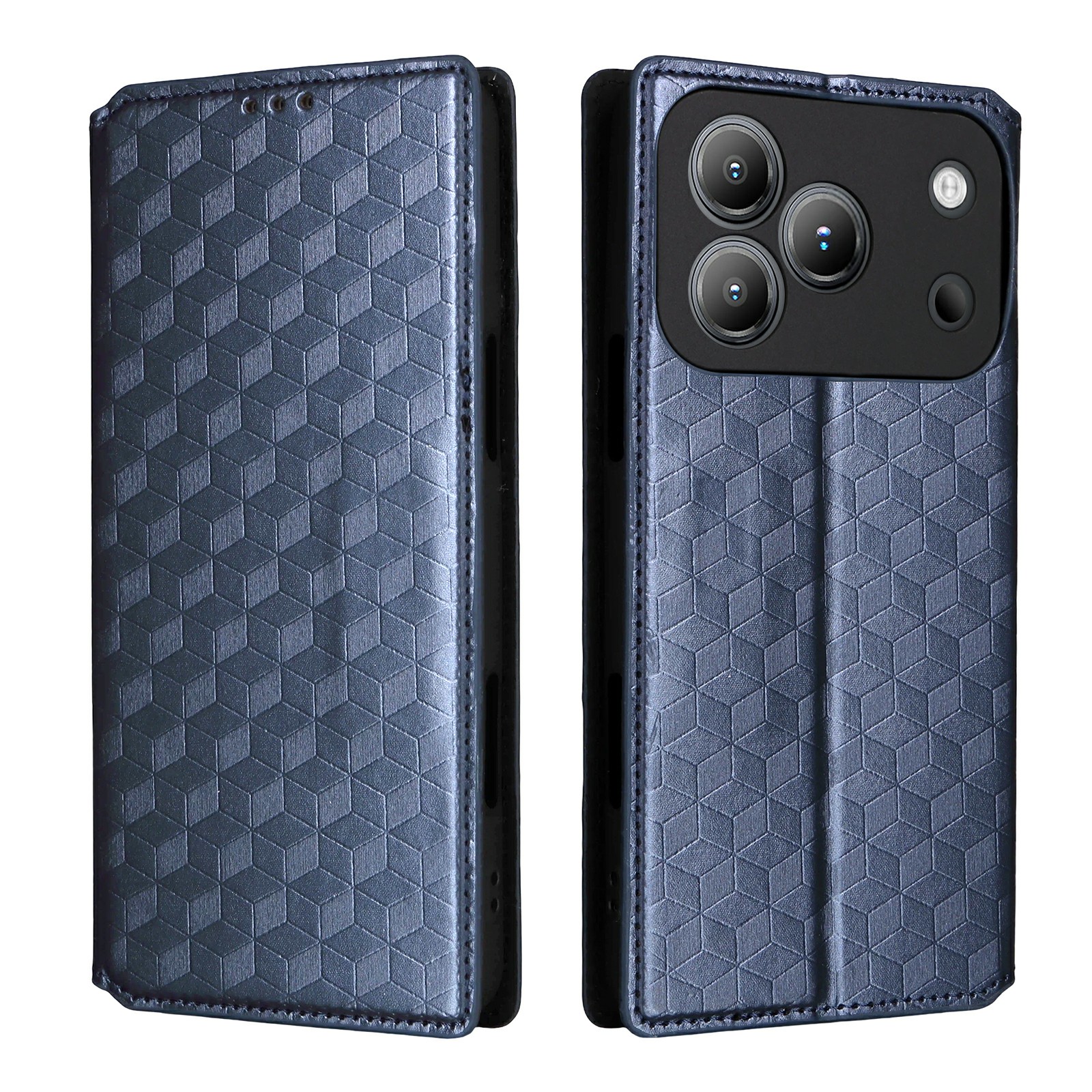 For Blackview Wave 7C Case Wallet Rhombus Imprinted PU Leather Phone Cover - Blue