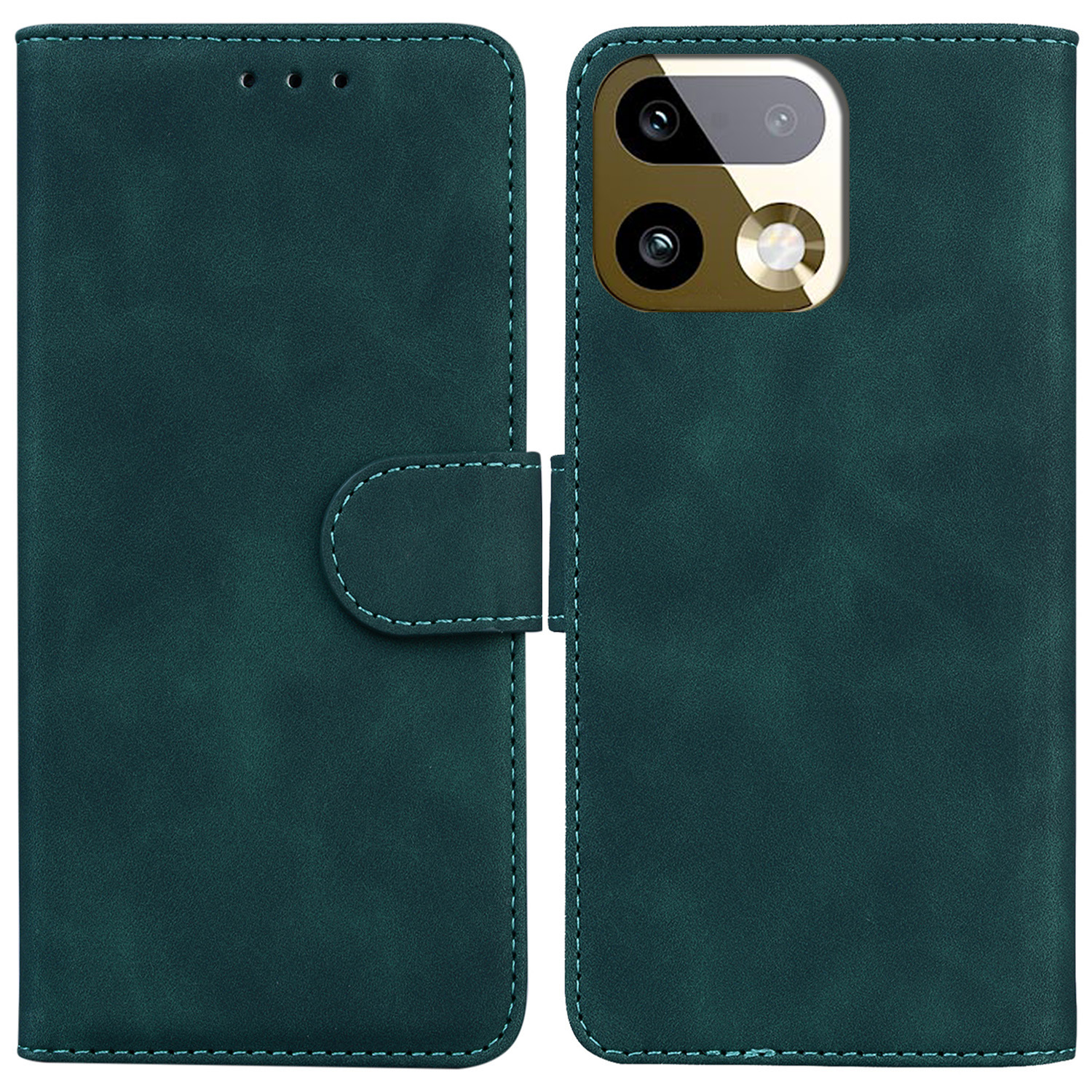 For Realme 16 Pro+ 5G Case Solid Color Leather Wallet Phone Cover - Green