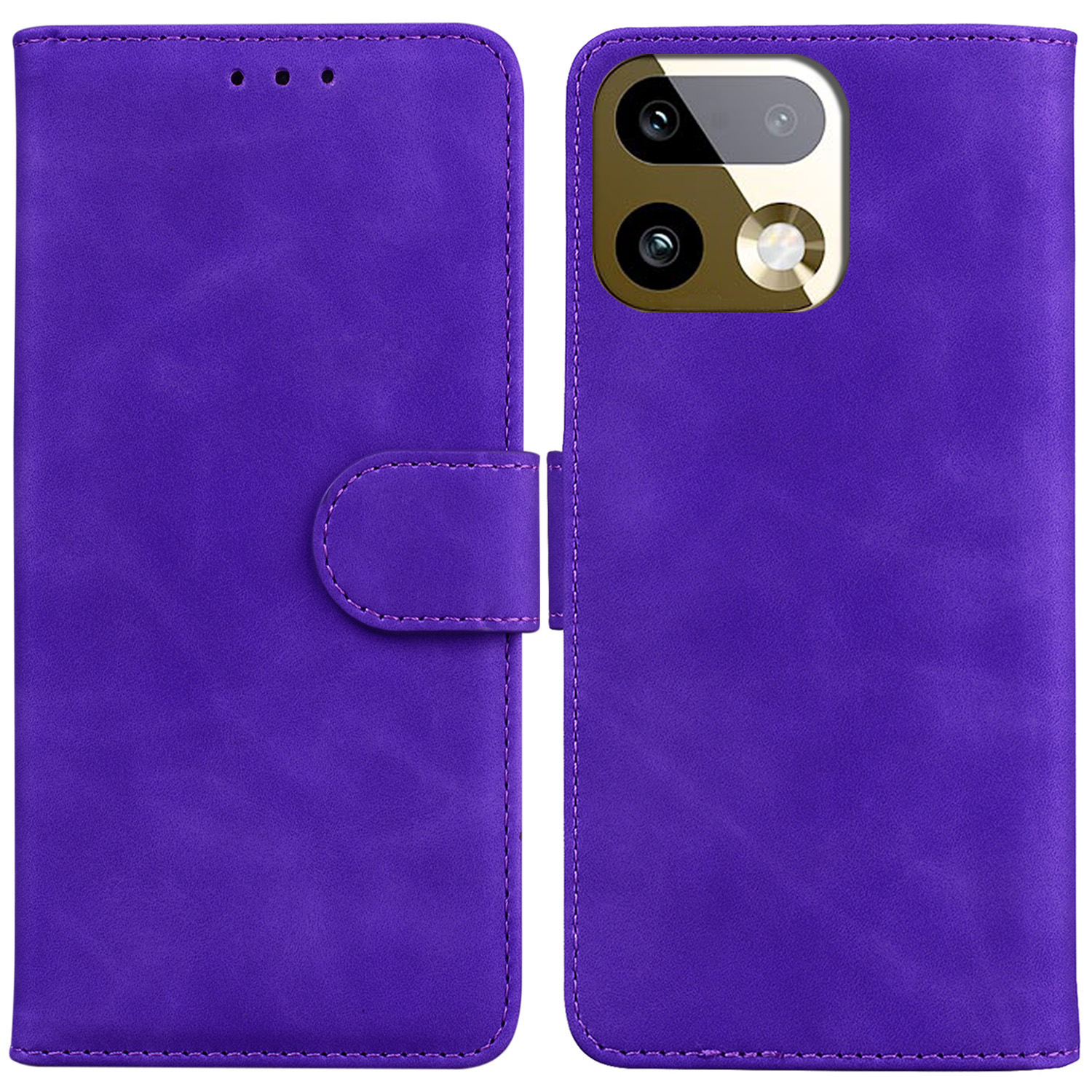 For Realme 16 Pro+ 5G Case Solid Color Leather Wallet Phone Cover - Purple