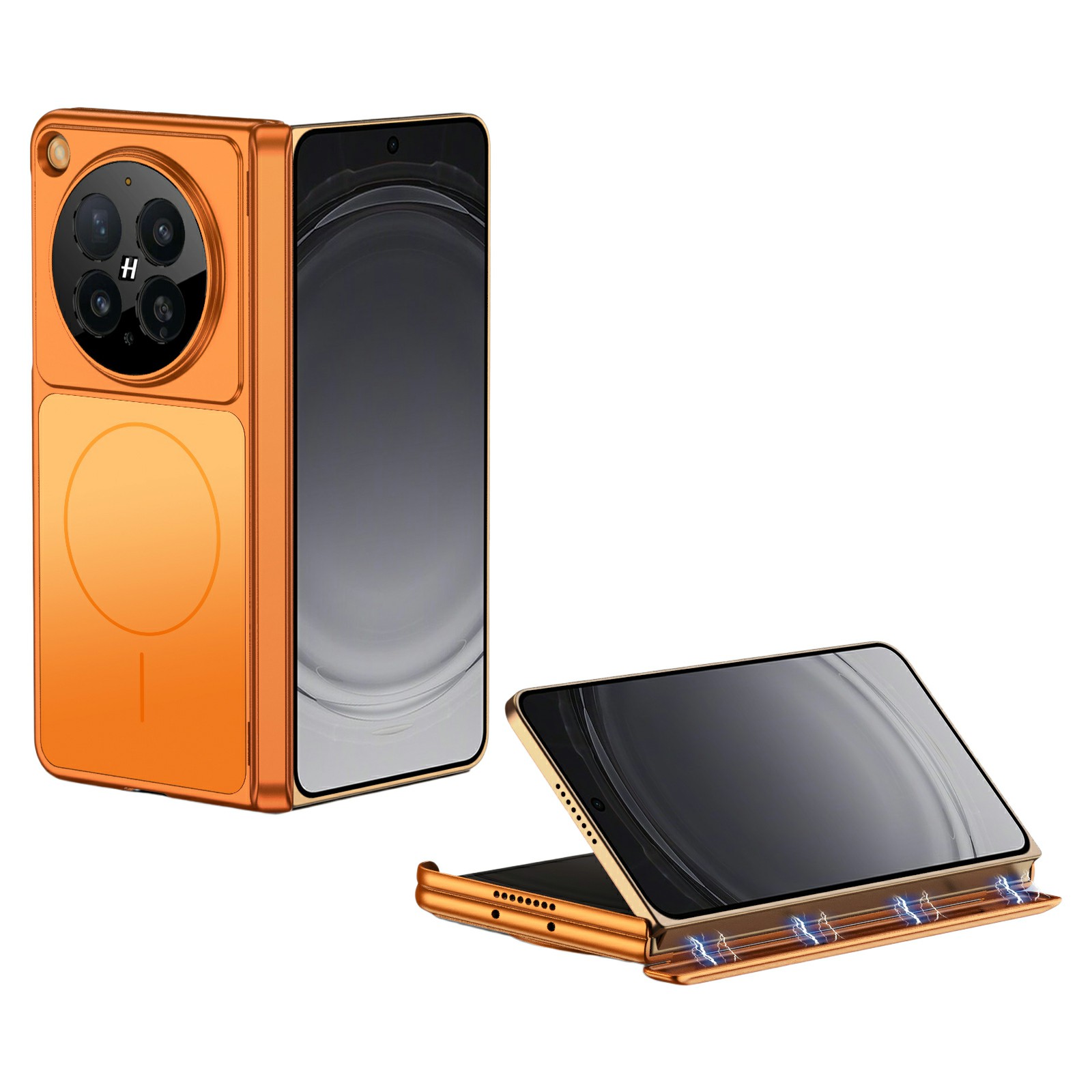 GKK For Oppo Find N6 5G Magnetic Case Transform to iPhone 17 Pro Matte PC Phone Cover - Orange