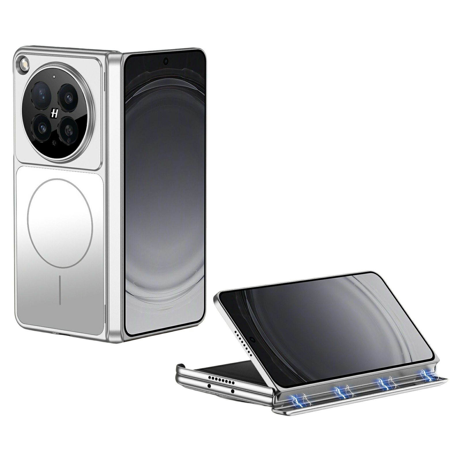 GKK For Oppo Find N6 5G Magnetic Case Transform to iPhone 17 Pro Matte PC Phone Cover - Silver