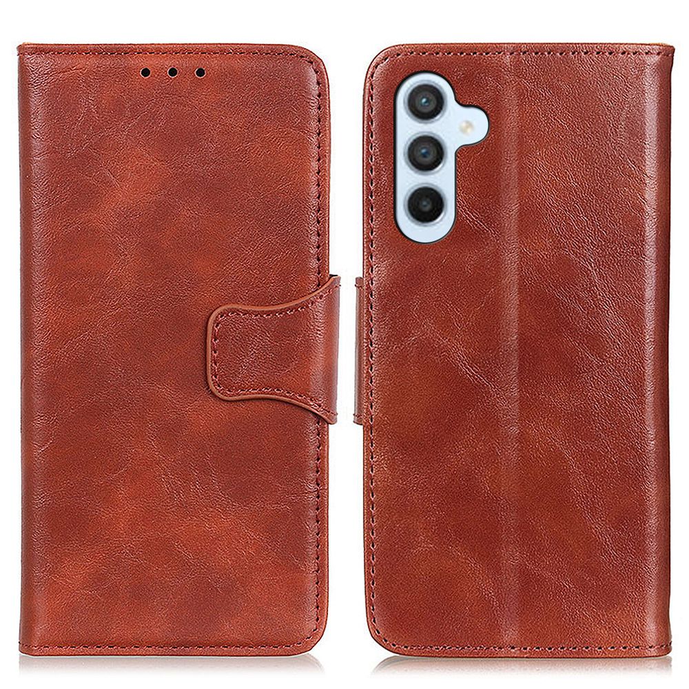 

For Samsung Galaxy A54 5G Crazy Horse Texture Book Style Split Leather Phone Wallet Case Magnetic Closure Stand Cover - Brown, Galaxy A54 5G