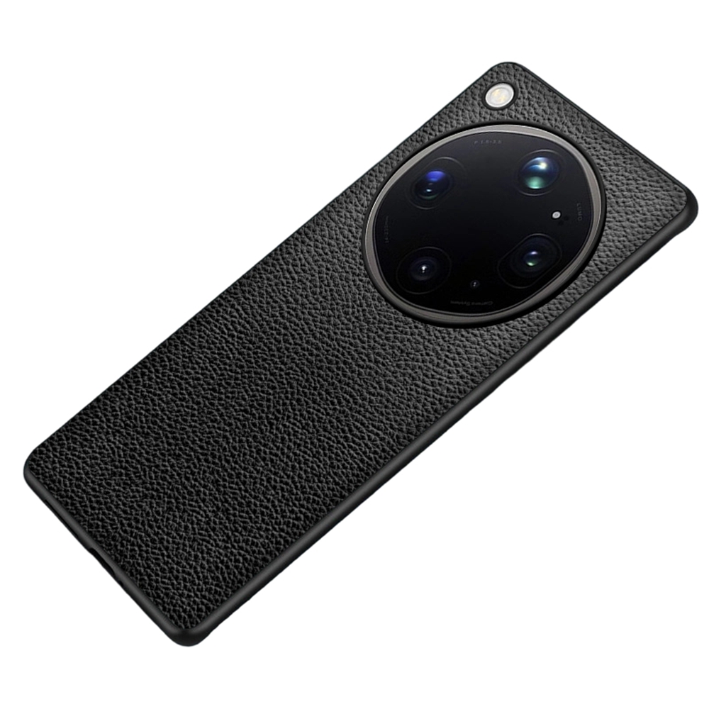 For Oppo Find X9 Ultra 5G Case Litchi Texture PU Leather Coated PC + TPU Protective Phone Back Cover - Black