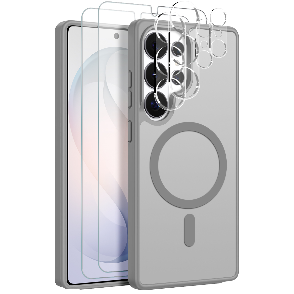 NORTHJO 5 in 1 Set for Samsung Galaxy S26 Ultra Magnetic Case Translucent Matte Shockproof Phone Cover with 2Pcs Front Screen Protector + 2Pcs Lens Fi