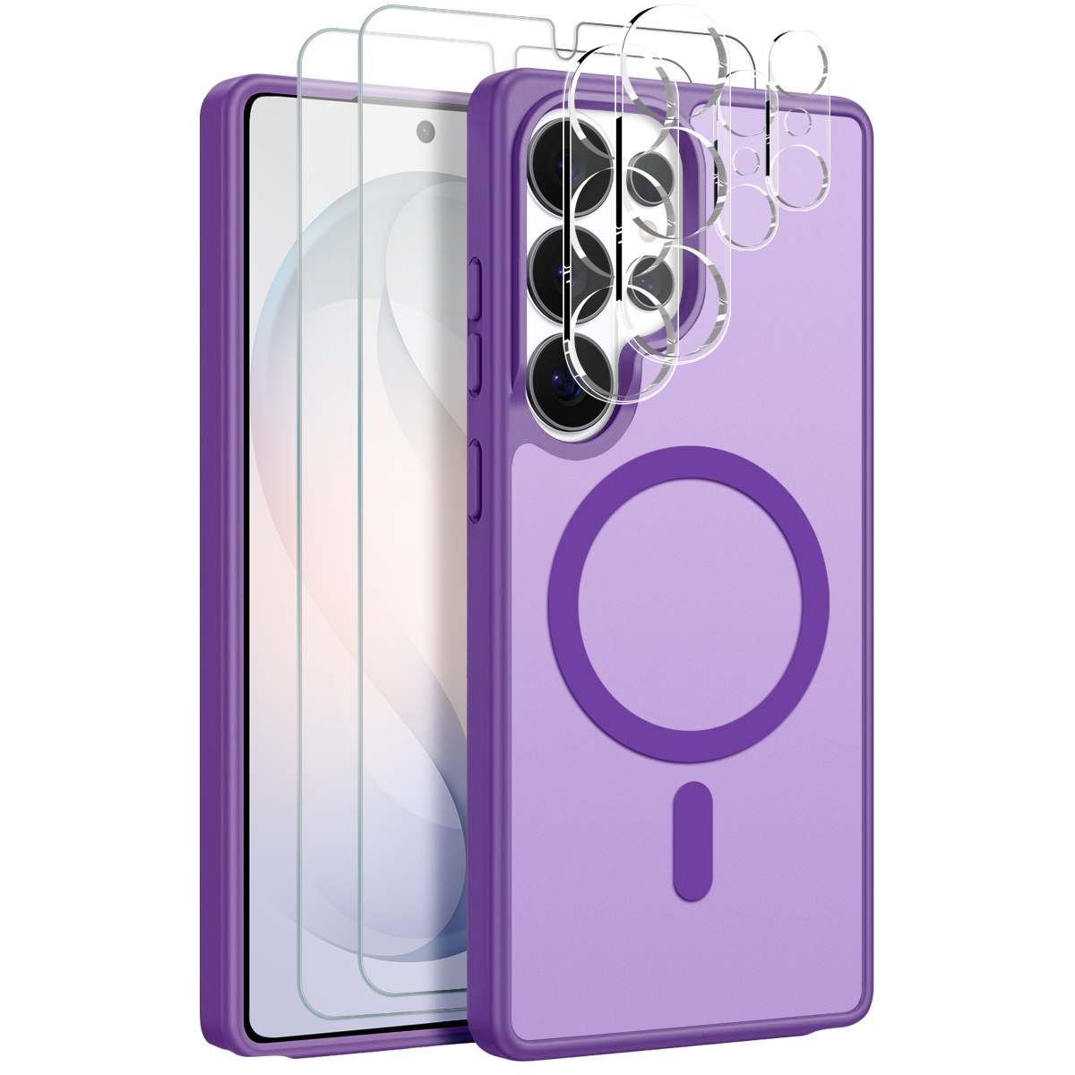 NORTHJO 5 in 1 Set for Samsung Galaxy S26 Ultra Magnetic Case Translucent Matte Shockproof Phone Cover with 2Pcs Front Screen Protector + 2Pcs Lens Fi