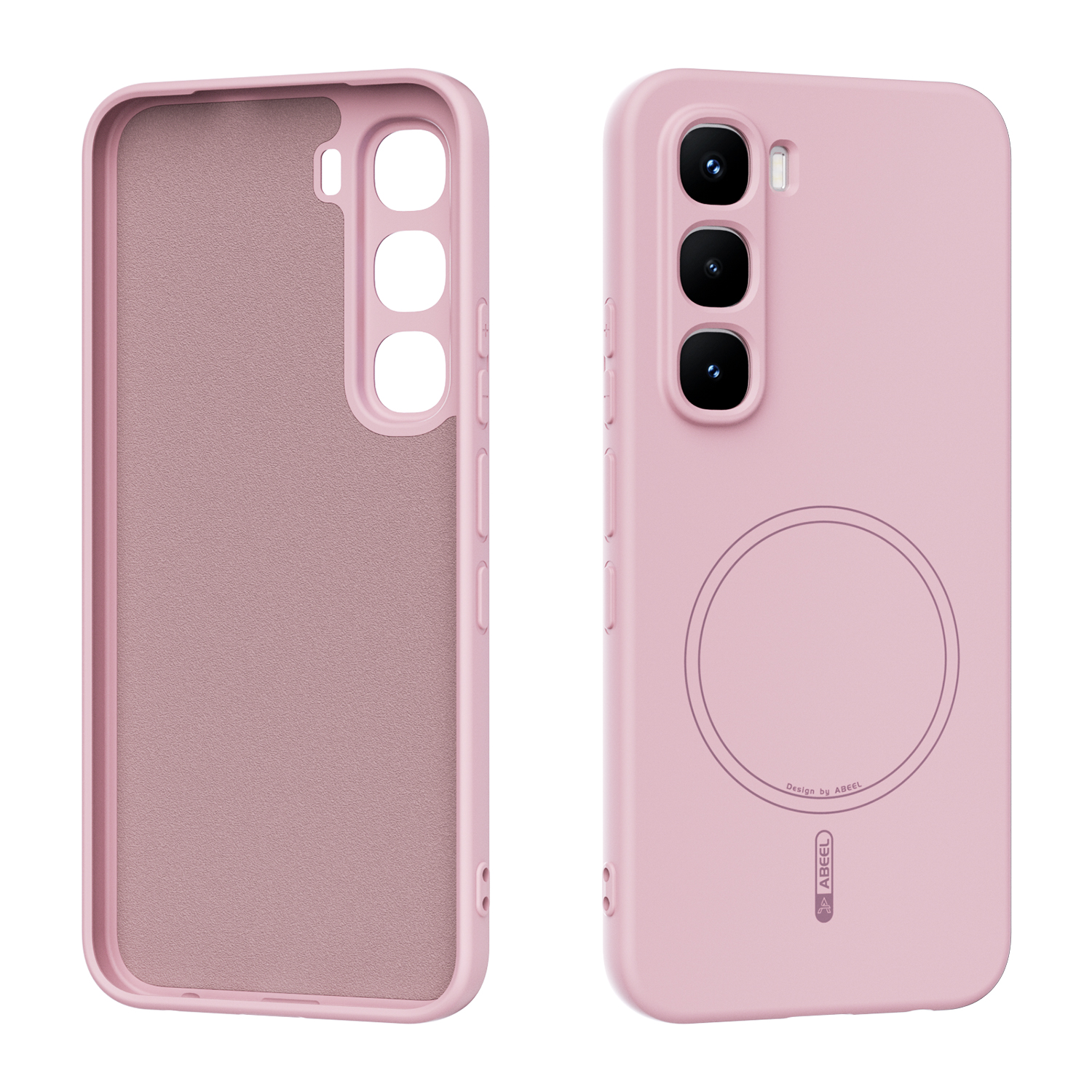 ABEEL For Infinix Hot 60 Pro 4G Magnetic Case Skin Touch Liquid Silicone Phone Back Cover - Pink