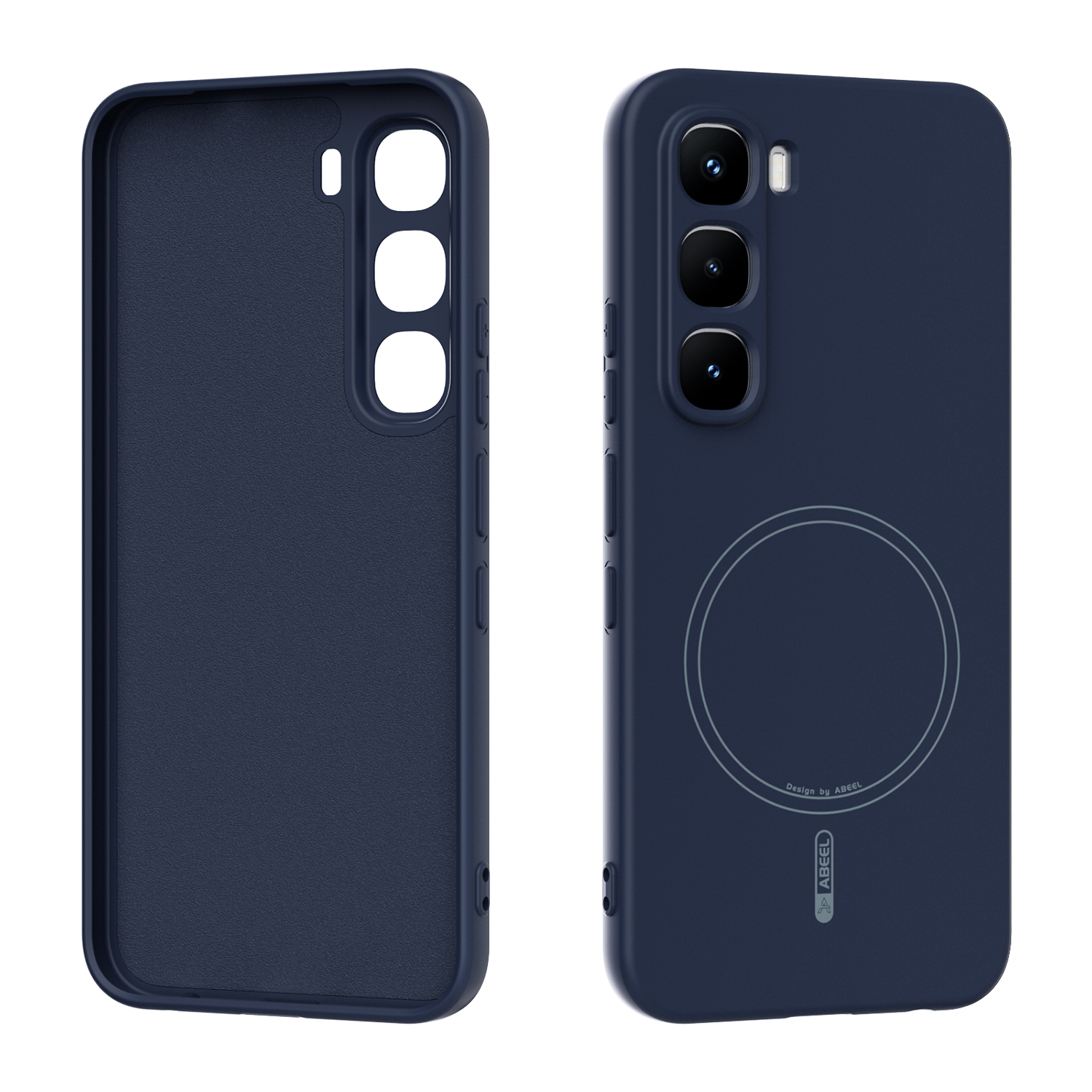 ABEEL For Infinix Hot 60 Pro 4G Magnetic Case Skin Touch Liquid Silicone Phone Back Cover - Dark Blue