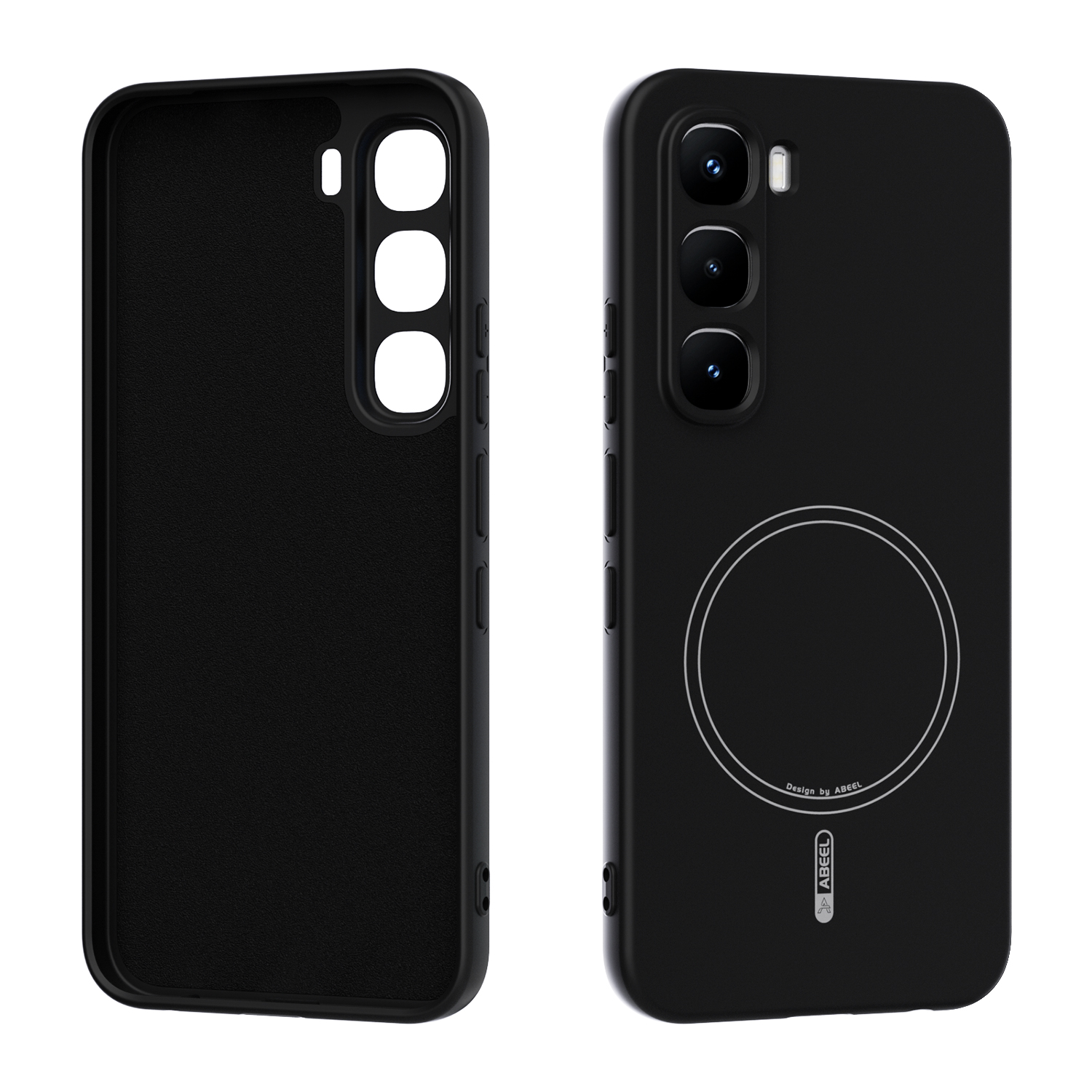 ABEEL For Infinix Hot 60 Pro 4G Magnetic Case Skin Touch Liquid Silicone Phone Back Cover - Black