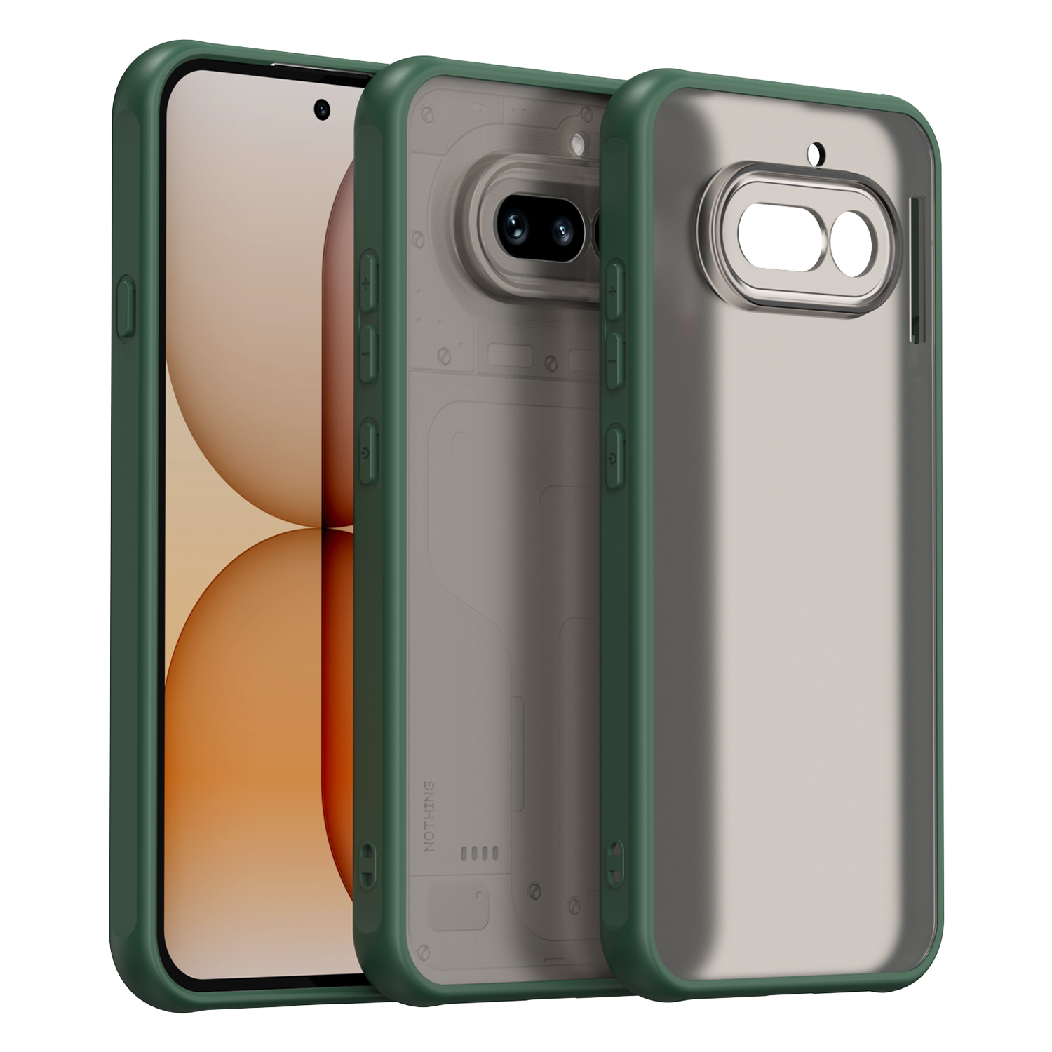 For Nothing Phone (4a) Case Drop Proof Airbags Frosted Translucent PC + TPU Phone Back Cover - Green