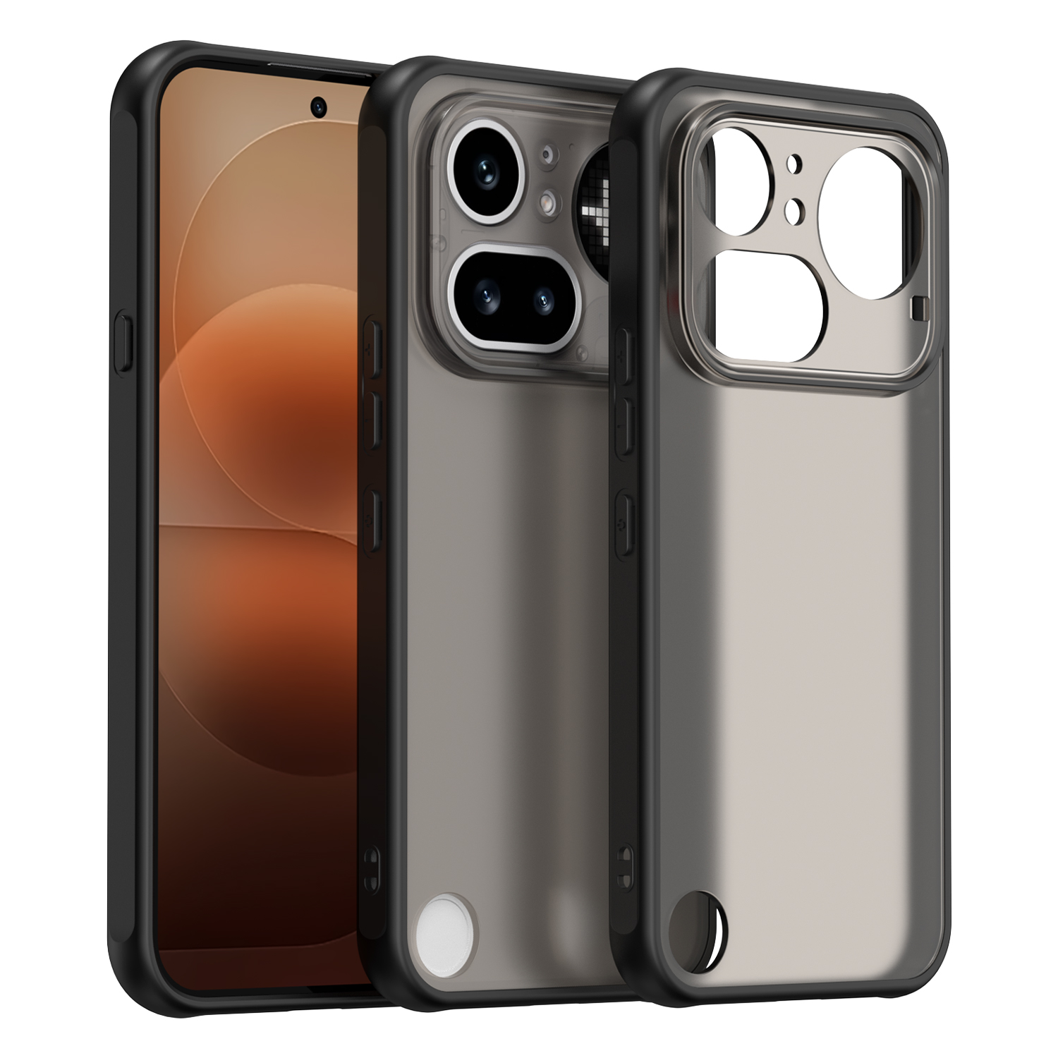 For Nothing Phone (4a) Pro Case Drop Proof Airbags Frosted Translucent PC + TPU Phone Back Cover - Black