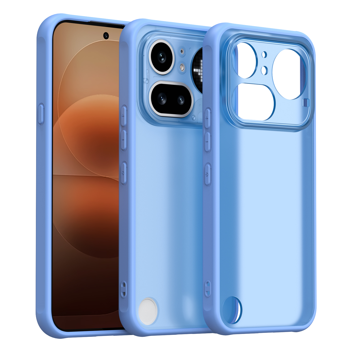 For Nothing Phone (4a) Pro Case Drop Proof Airbags Frosted Translucent PC + TPU Phone Back Cover - Baby Blue