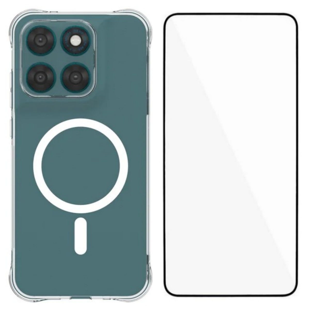 WANLONFENG for Motorola Moto G67 5G / Motorola Moto G77 5G  WL2 Series 2.0mm Magnetic Case Clear TPU Phone Back Cover with Screen Films - Transparent