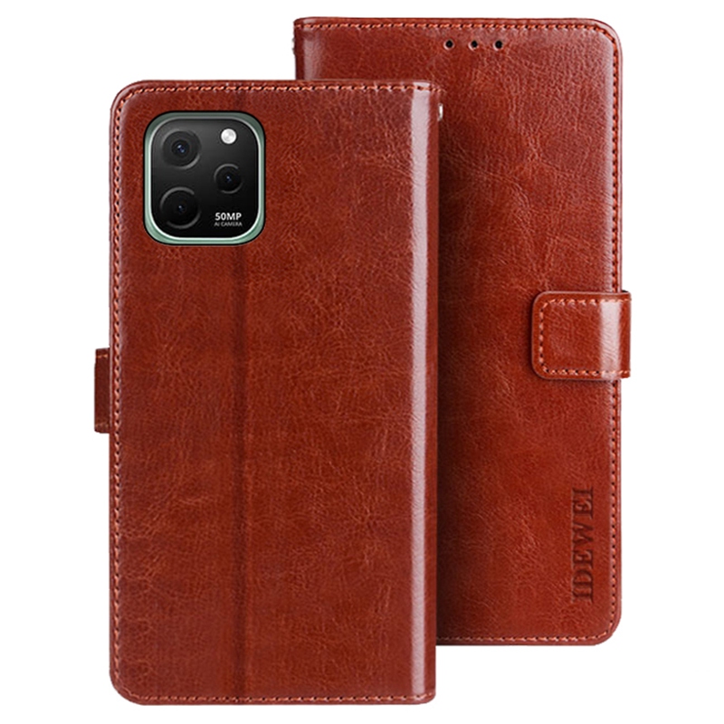 

Idewei Für Huawei Nova Y61 4G Schockabsorbierende PU Leder Flip Stand Wallet Wallet Crazy Horse Texture Telefon Schutzhülle - Braun, Huawei nova Y61 4G