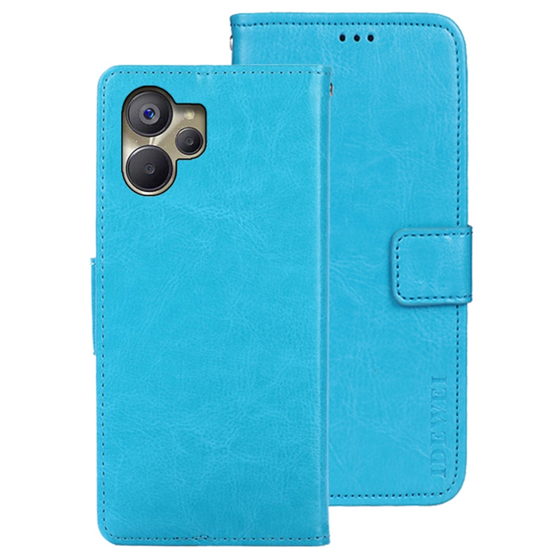 

Idewei Für Realme 10 5g / 9i 5G PU Leder Verstellbarer Stand Wallet Flip Cover Crazy Horse Texture Telefon Schutzhülle - Himmelblau, Realme 10 5G