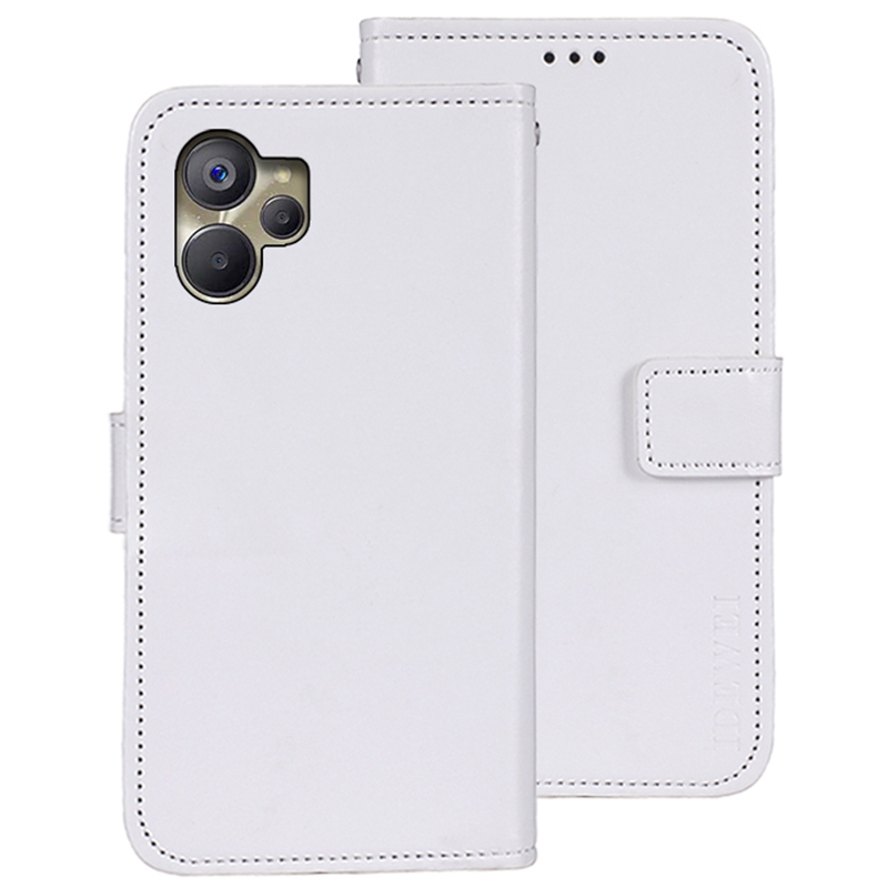

Idewei Für Realme 10 5g / 9i 5G PU Leder Verstellbarer Stand Wallet Flip Cover Crazy Horse Texture Telefon Schutzhülle - Weiß, Realme 10 5G