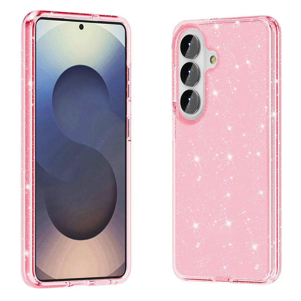 AMORUS For Samsung Galaxy S26 Case Soft TPU Hard PC Back Shockproof Phone Cover - Glitter Pink
