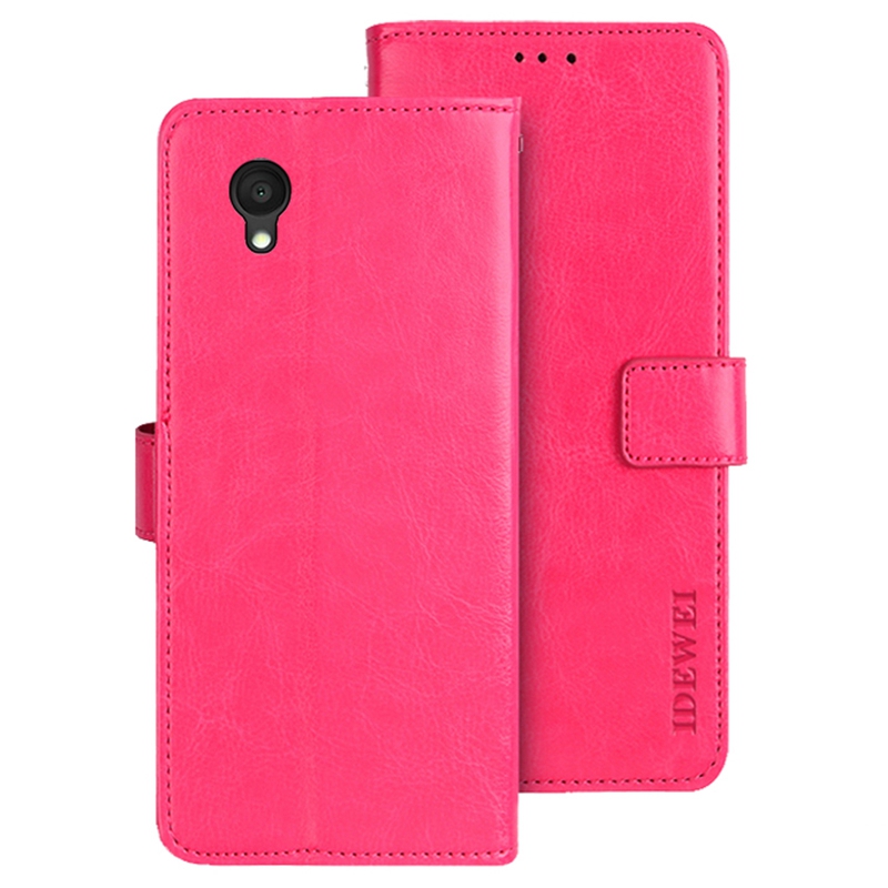 

Idewei Für Alcatel 1 Ultra Vollständig Verpackt PU Leder Flip Ständer Wallet Cover Verrückte Pferdetextur Phone Schutzhülle - Rose, Alcatel 1 Ultra