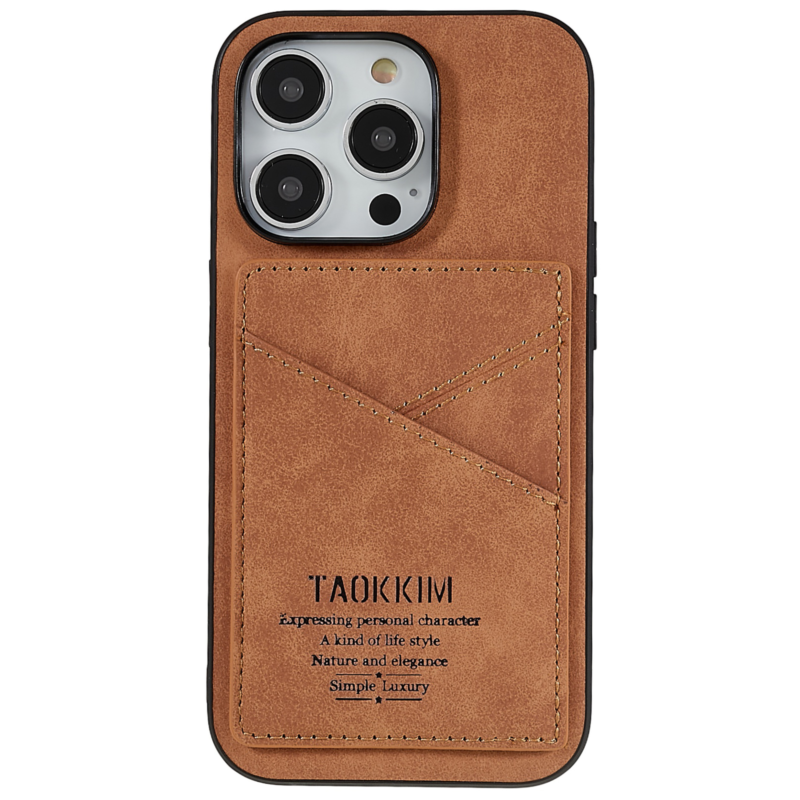

Taokkim Для Iphone 14 Pro Max Card Slot Card Cash Case Case Retro pu Кожаный Покрытый Tpu+пк с Плавной Сенсорной Ударной Крышкой - Коричневый, iPhone 14 Pro Max