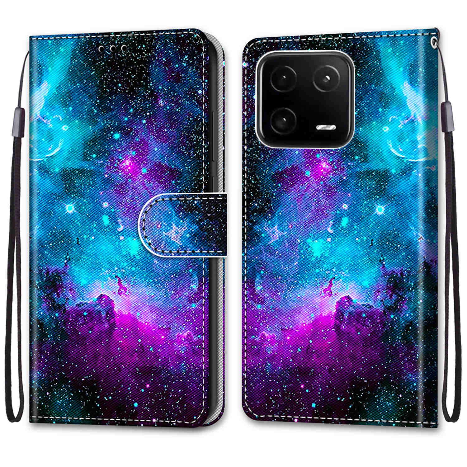 

Telefonhülle Für Xiaomi 13 Pro 5G Muster Druckbrieftasche PU Leder Handgelenkständer Mit Flip -deckung - B15 Lila / Grüner Sternenhimmel, Xiaomi 13 Pro 5G