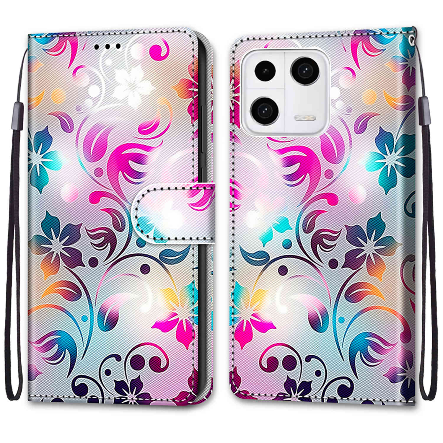 

Musterdruck Telefonabdeckung Für Xiaomi 13, Anti-kratzer-telefon-brieftasche Pu-lederschale Mit Handgelenkriemenständer - B07 Farbige Blume Farbige Blume, Xiaomi 13